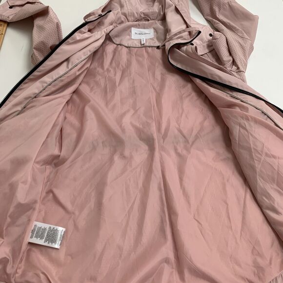 BCBGeneration Double Zip Jacket Women M Pink Snap Button Bungee Tie Waist Hoodie - Picture 12 of 16